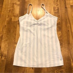 Lululemon ruched V tank white and grey stripe